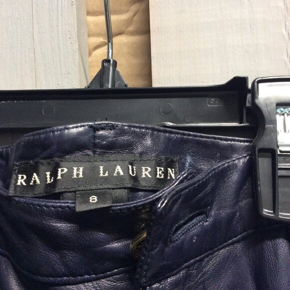 RALPH LAUREN Size 8 Purple Leather Pants Made in Italy - Picture 6 of 9